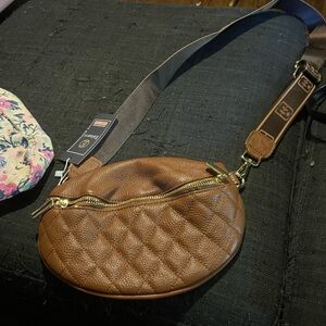 Brown Quilted Crossbody Bag